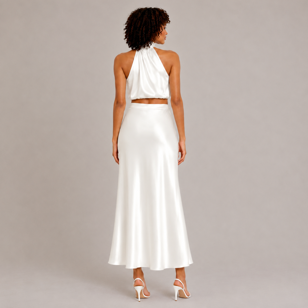 Halter Neck Satin Co-Ord Set