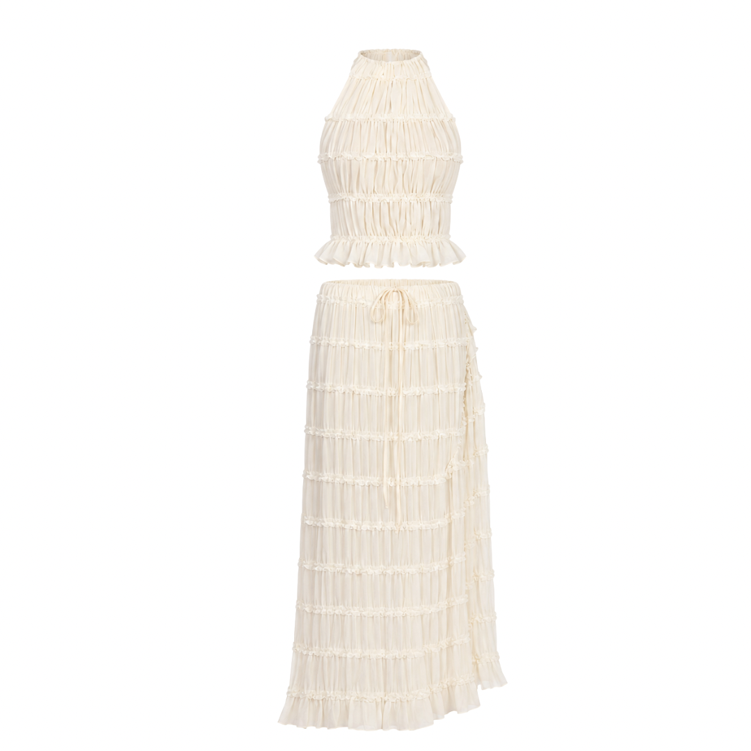Two-Piece Chiffon Pleated Dress