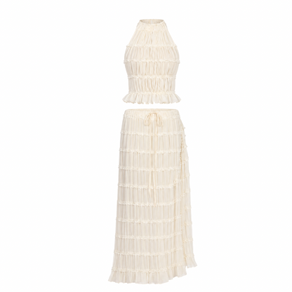 Two-Piece Chiffon Pleated Dress