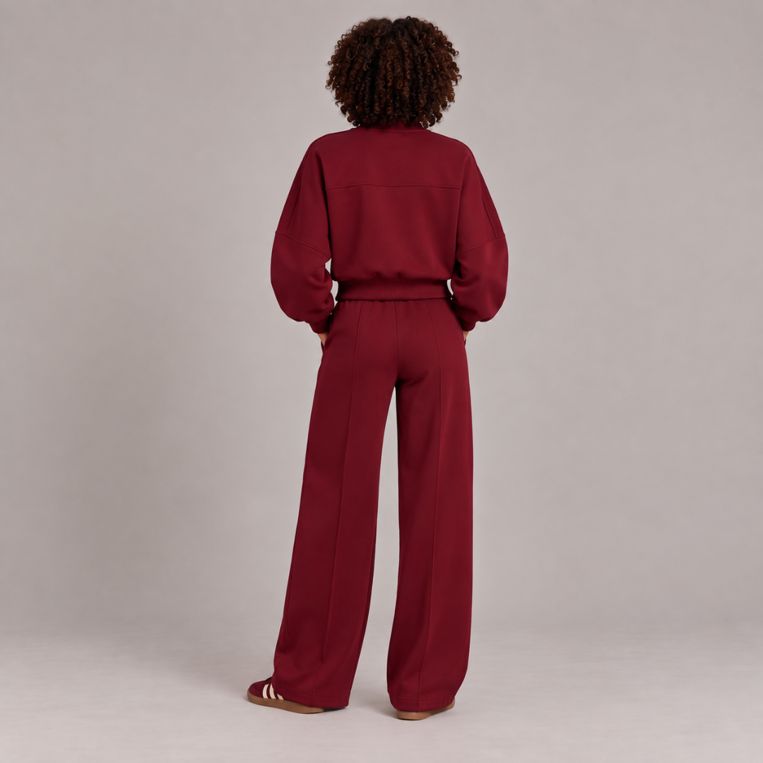 Bomber Jacket & Wide-Leg Trousers Set