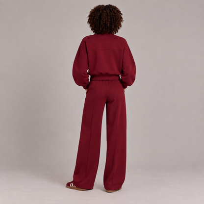 Bomber Jacket & Wide-Leg Trousers Set