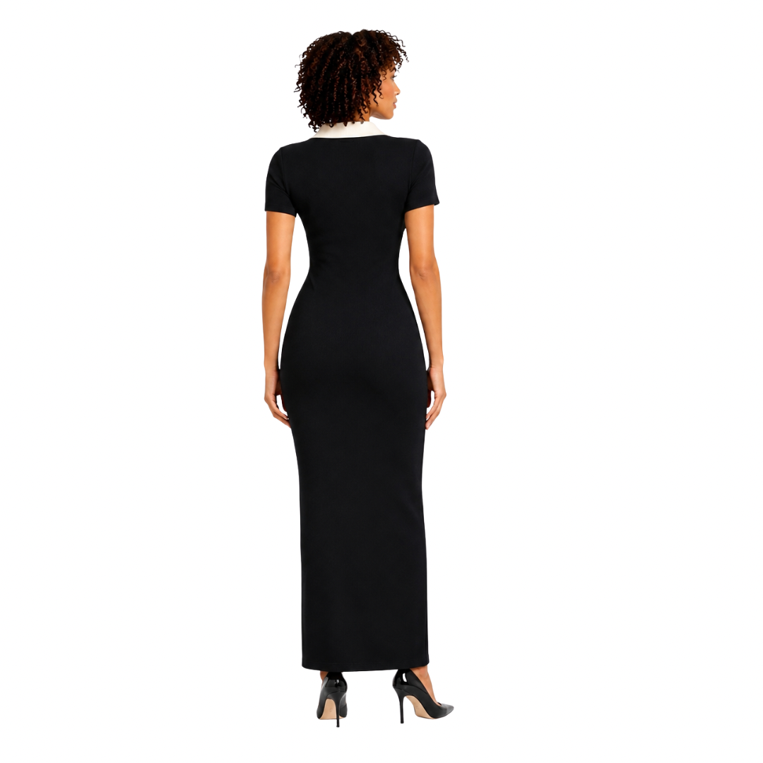 Buttoned Knit Long Dress