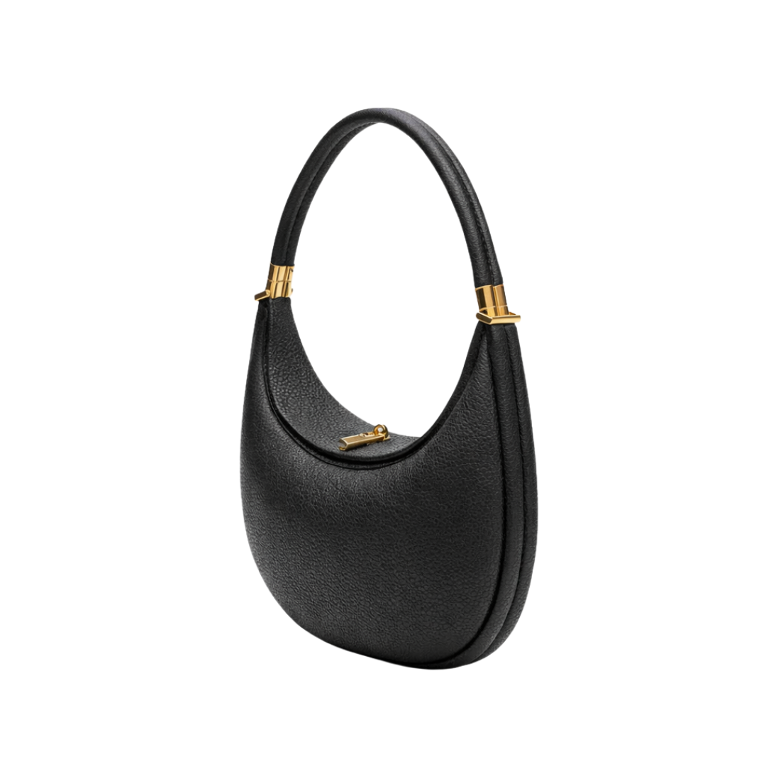 Structured Leather Crescent Shoulder Bag