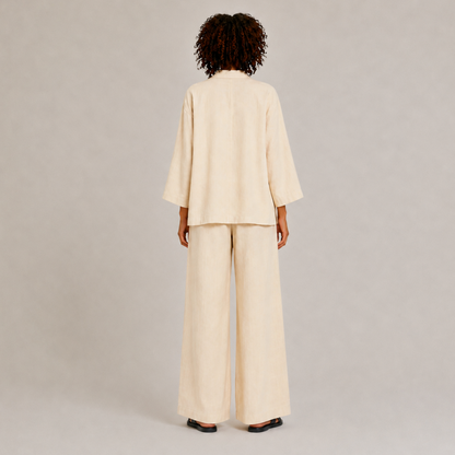 Two-Piece Linen Set Cardigan & Trousers