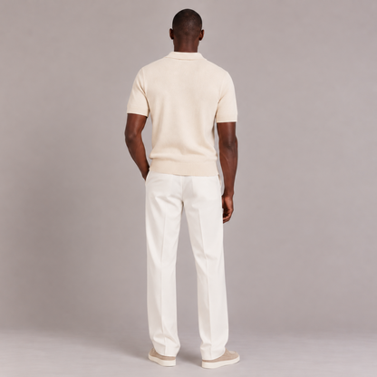Ribbed Knit Polo Shirt