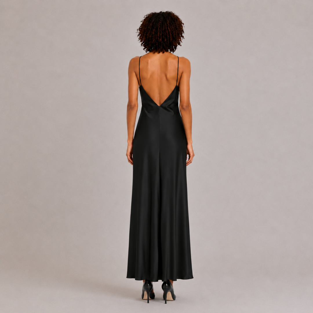 Satin Open Back Maxi Dress