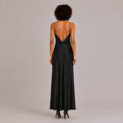 Satin Open Back Maxi Dress