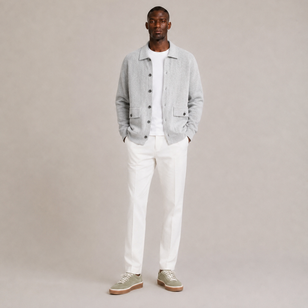 Wool Knit Polo Cardigan