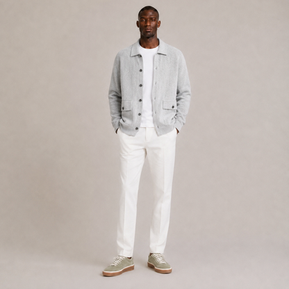 Wool Knit Polo Cardigan