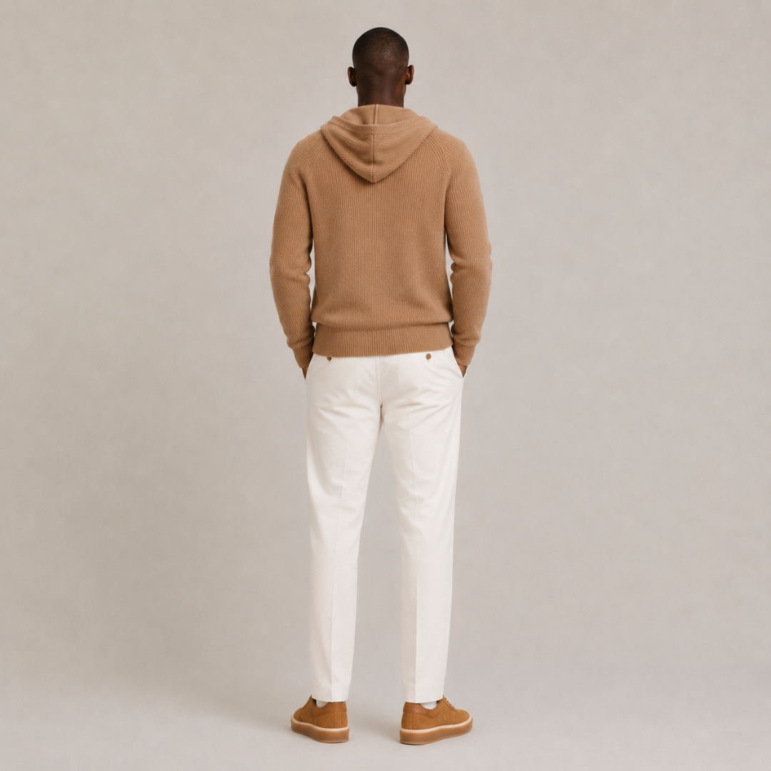 Wool-Cashmere Hooded Zip Sweater