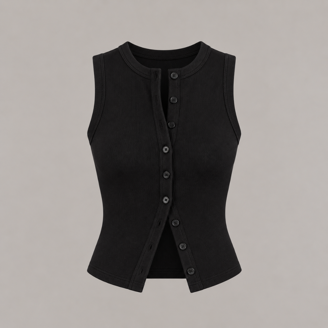 Buttoned Ribbed Vest