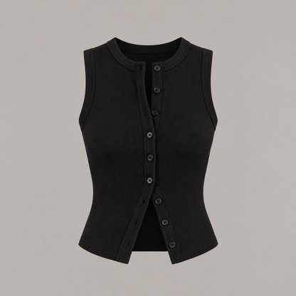 Buttoned Ribbed Vest