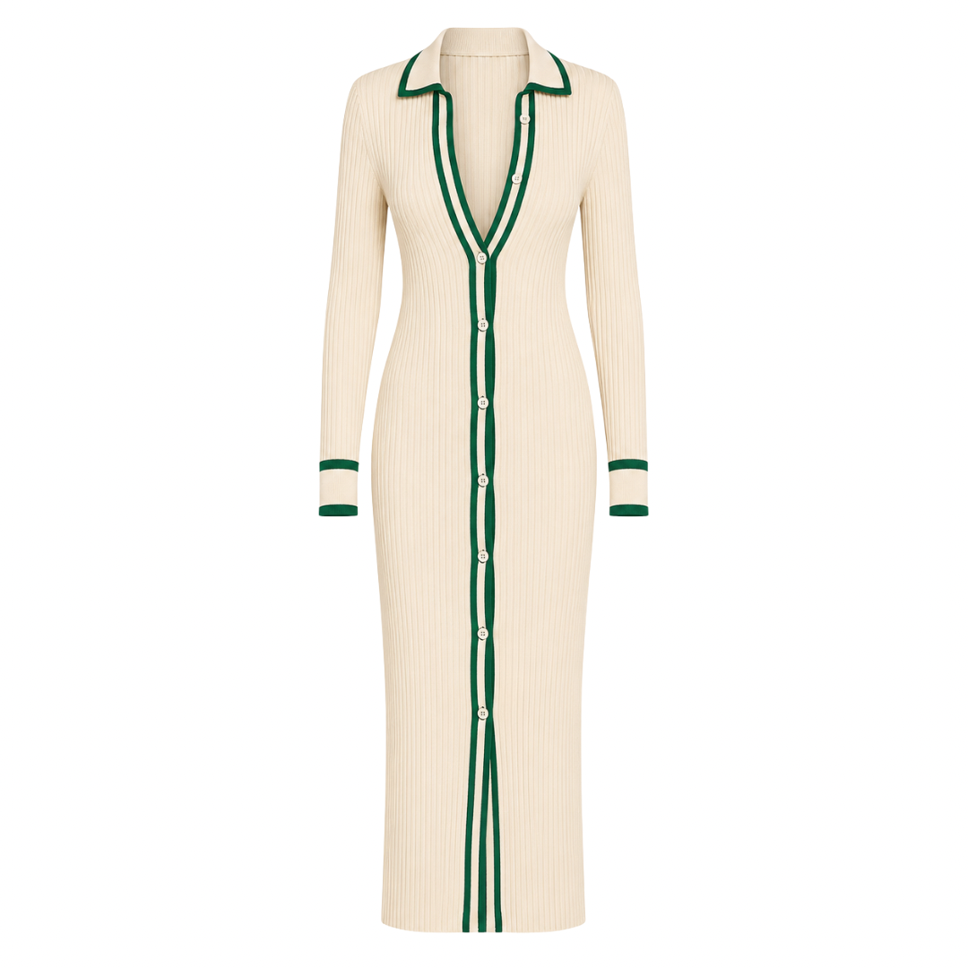 Button-Down Knit Midi Dress