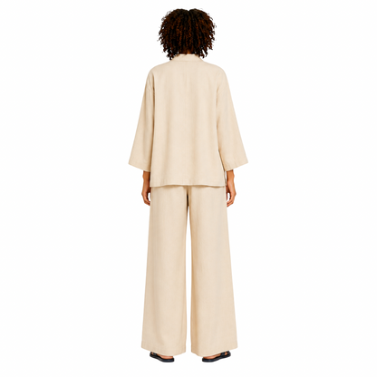 Two-Piece Linen Set Cardigan & Trousers