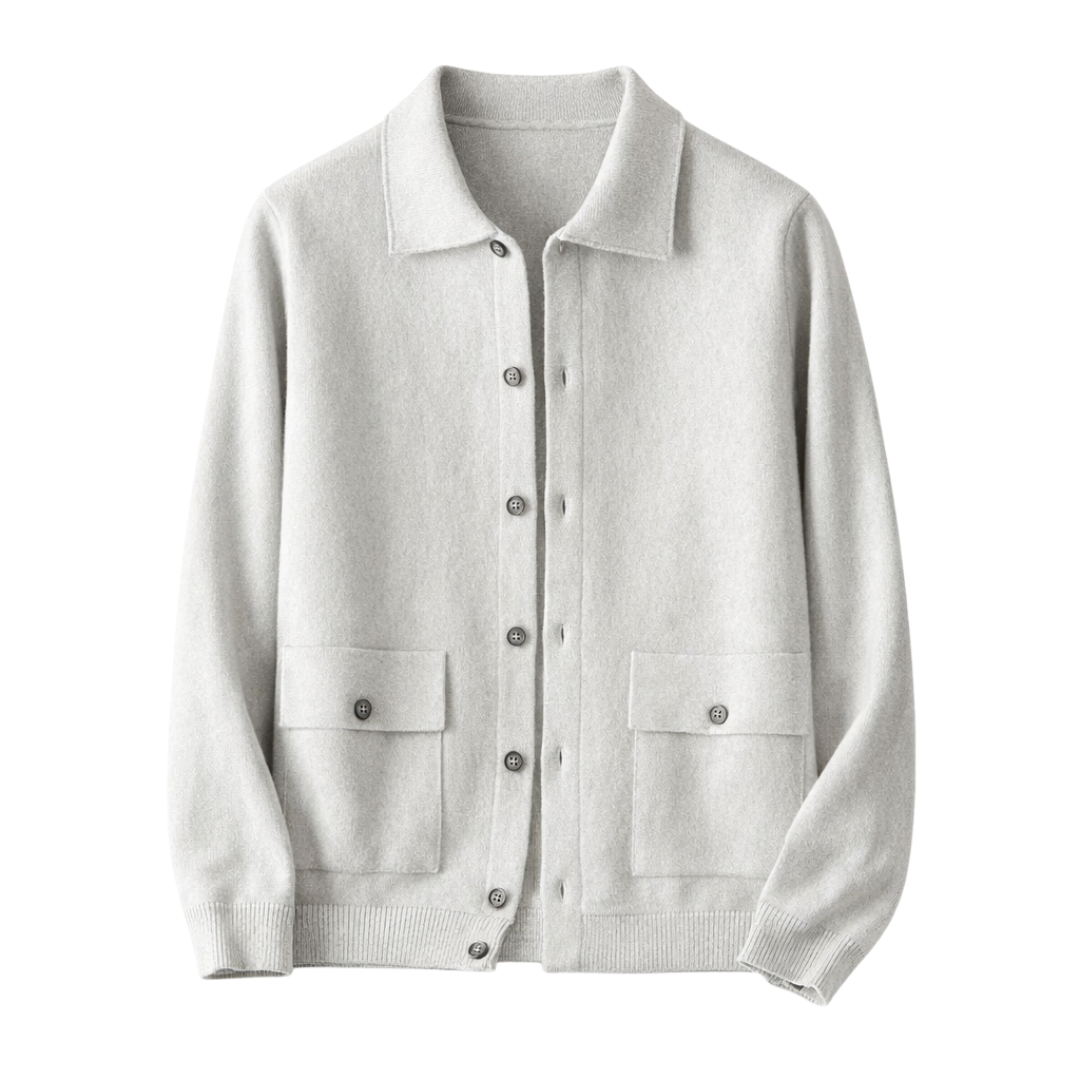 Wool Knit Polo Cardigan