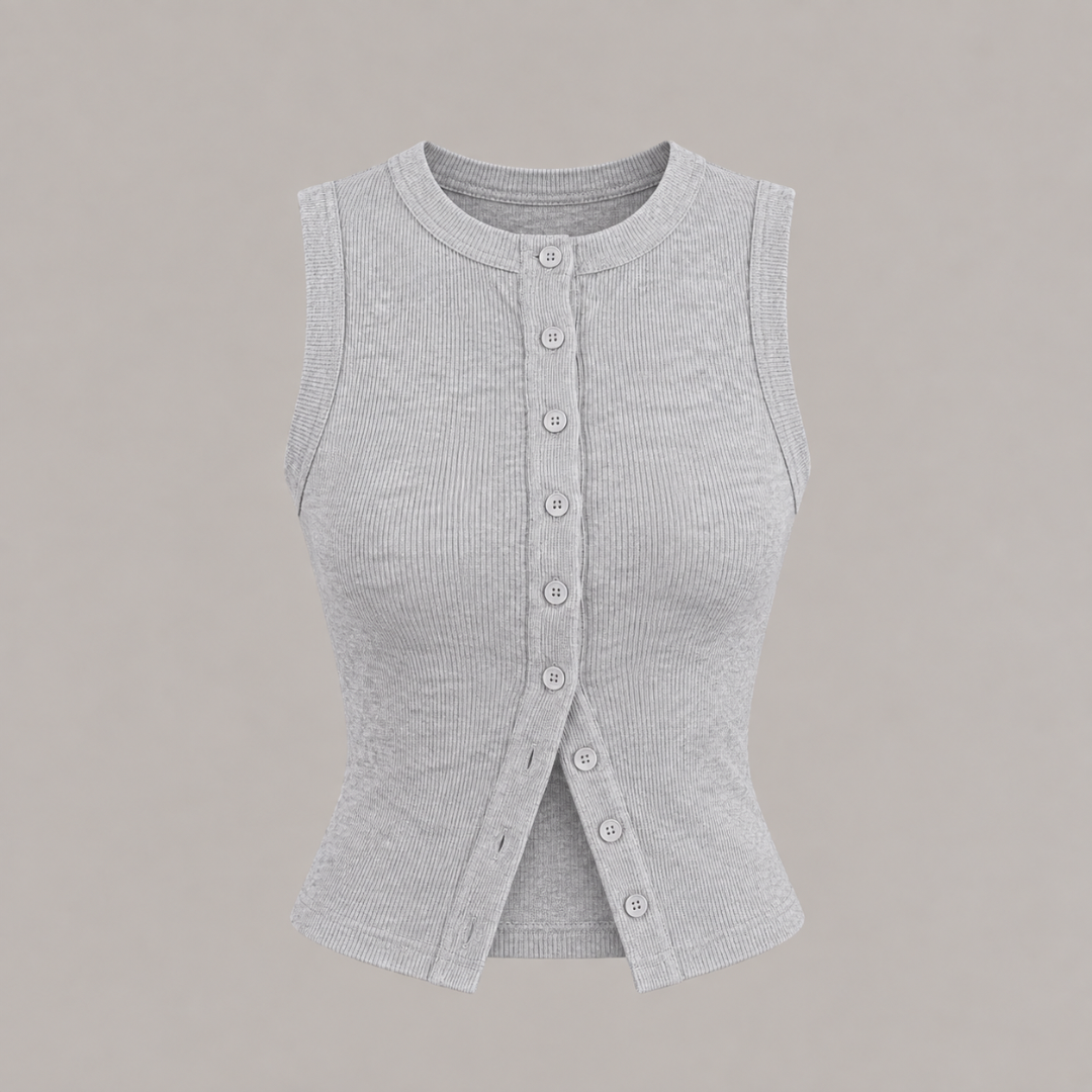 Buttoned Ribbed Vest