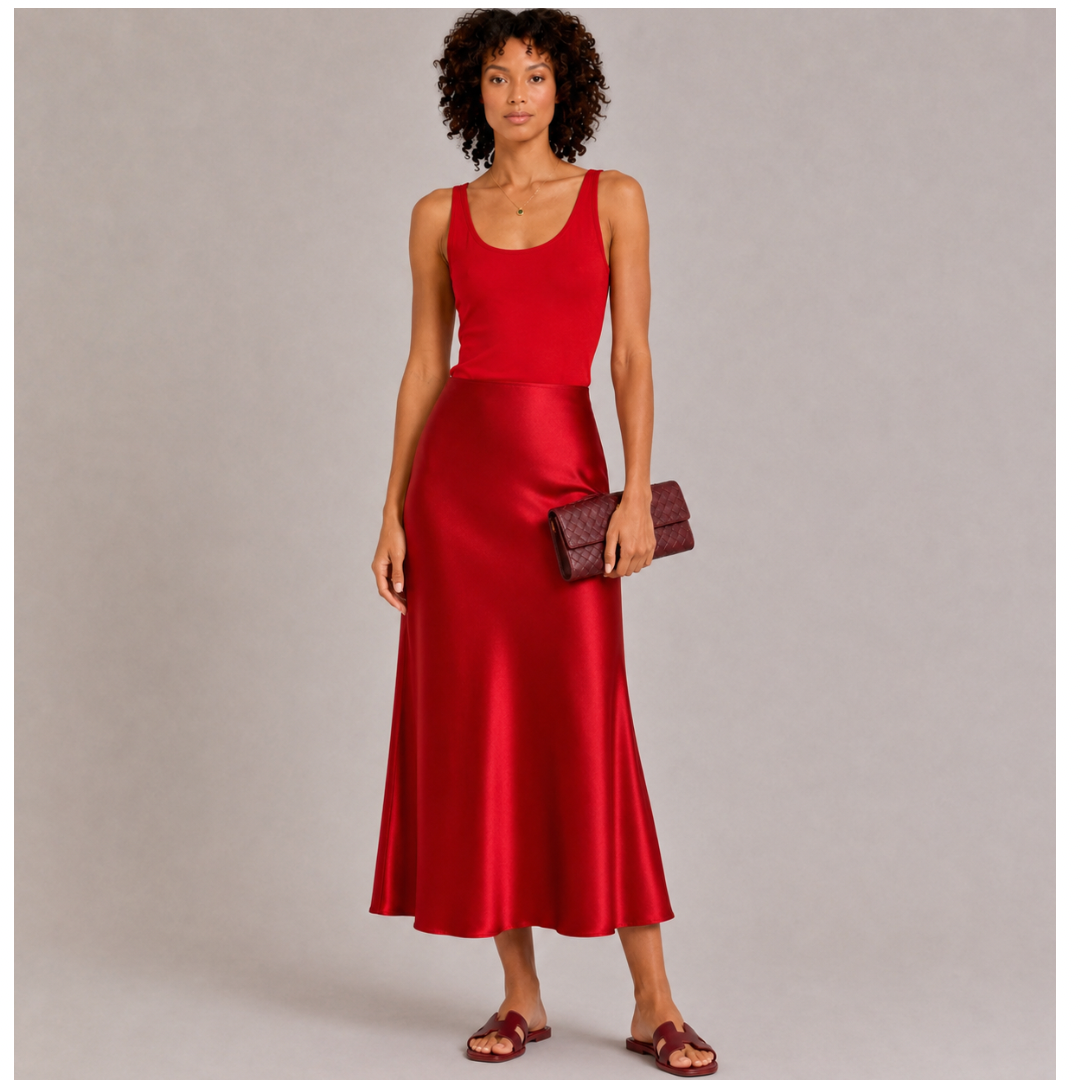 Silk Midi Skirt