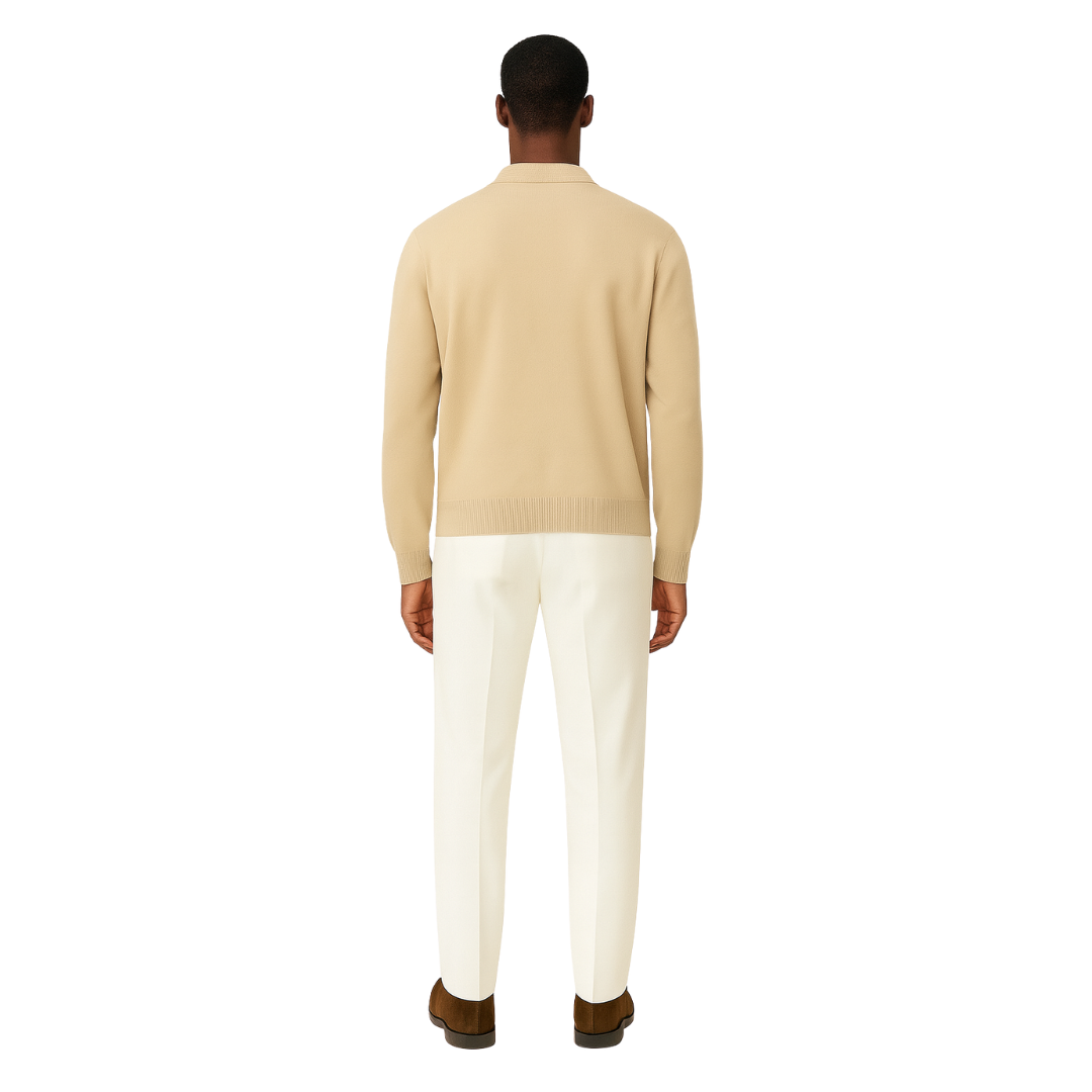 Knitted Zip Polo Sweater