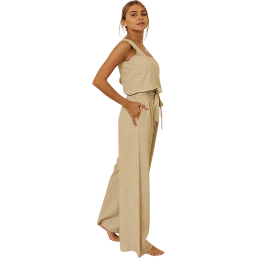 Cotton Linen Vest and Trousers Set