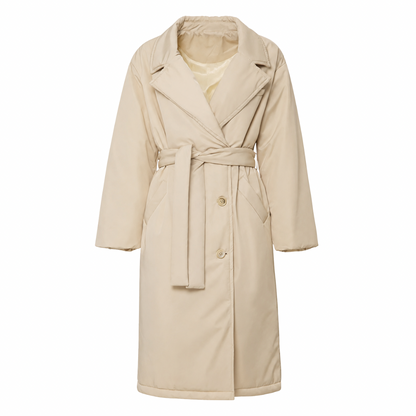 Padded Longline Coat With Belt