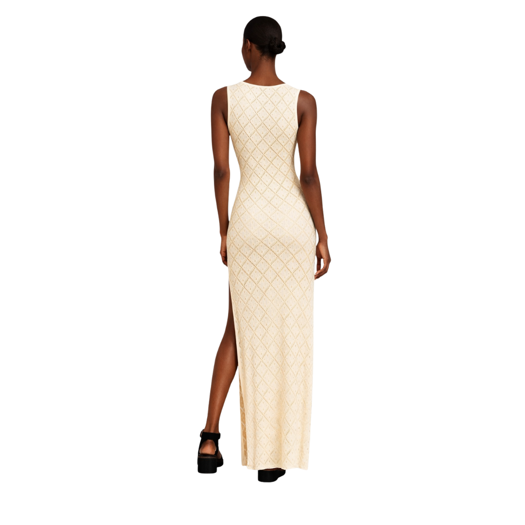 Crochet Knit Maxi Dress in Beige Studio 