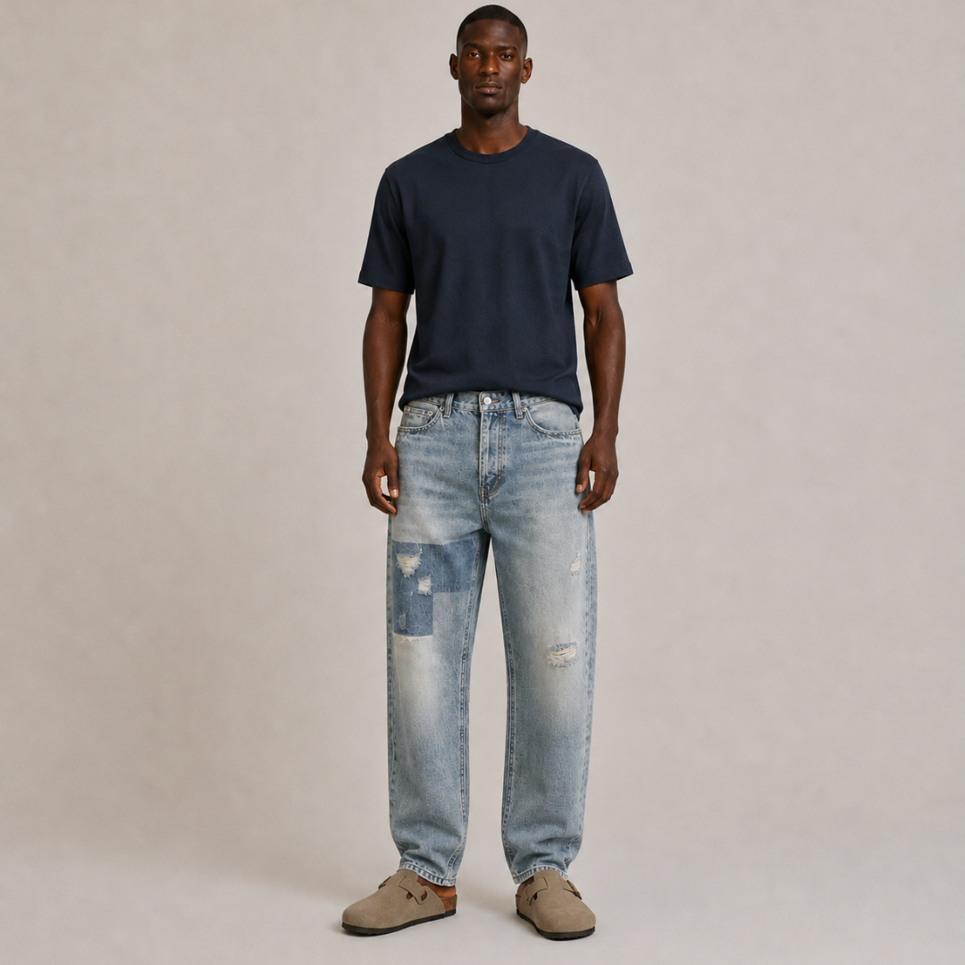 Patchwork Relaxed Denim Jeans