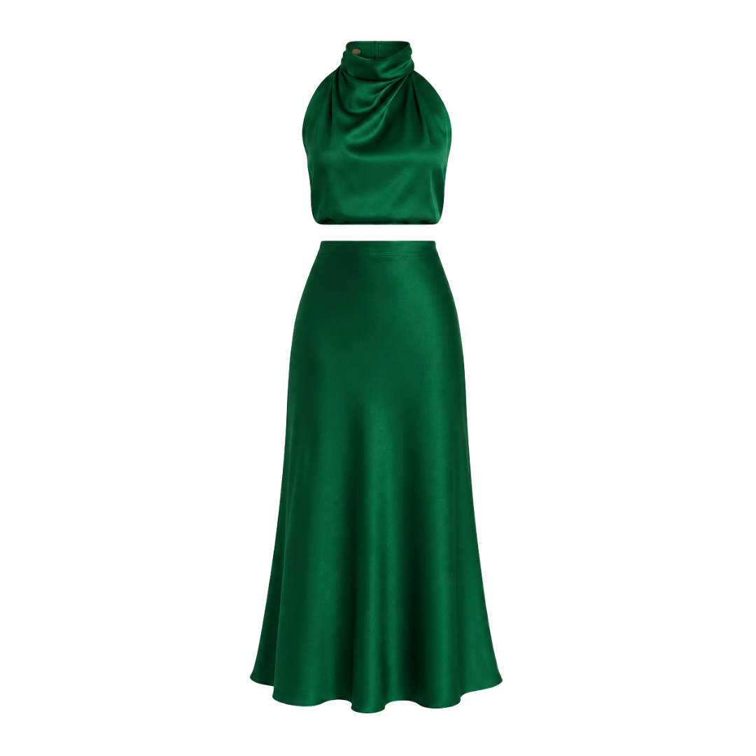 Halter Neck Satin Co-Ord Set