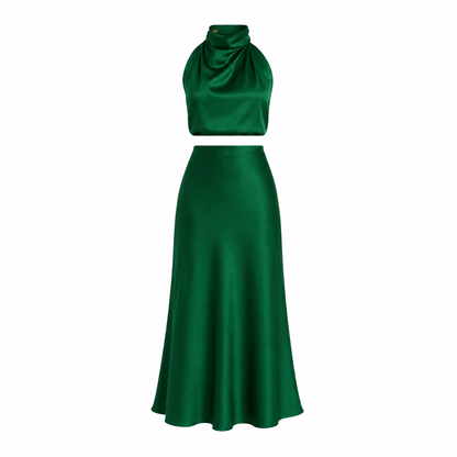 Halter Neck Satin Co-Ord Set
