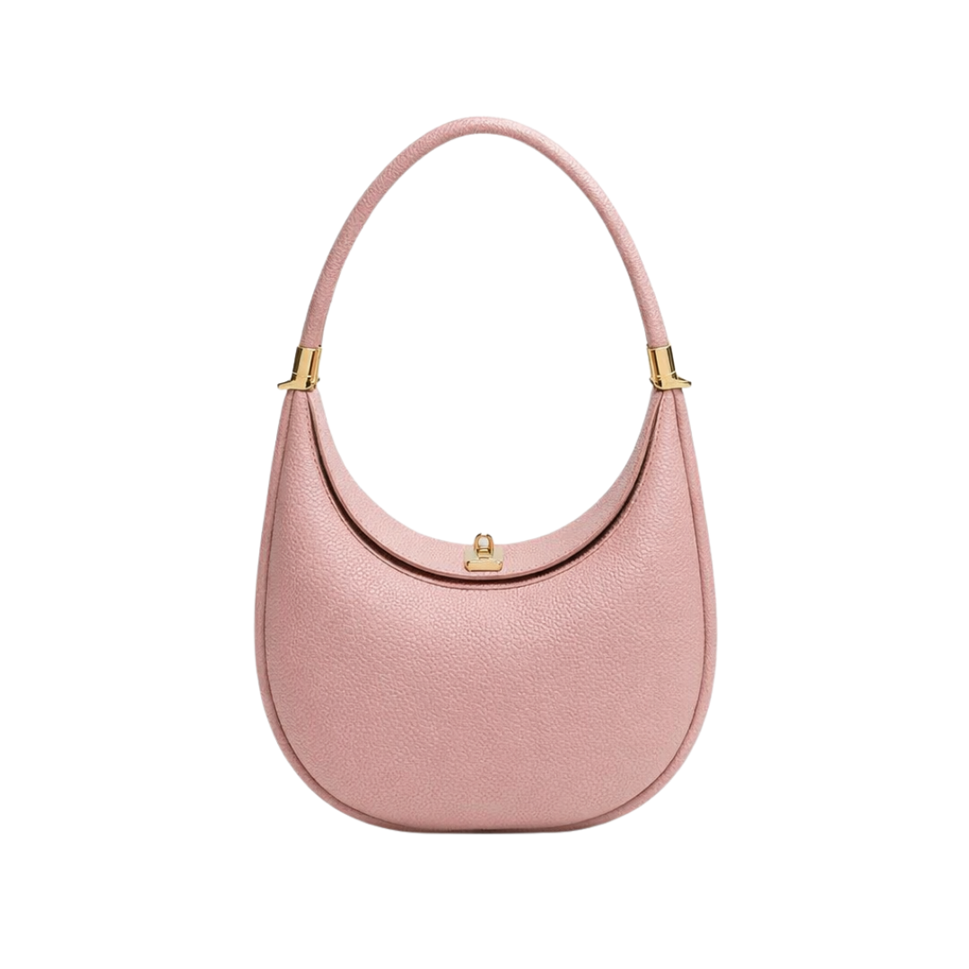 Structured Leather Crescent Shoulder Bag