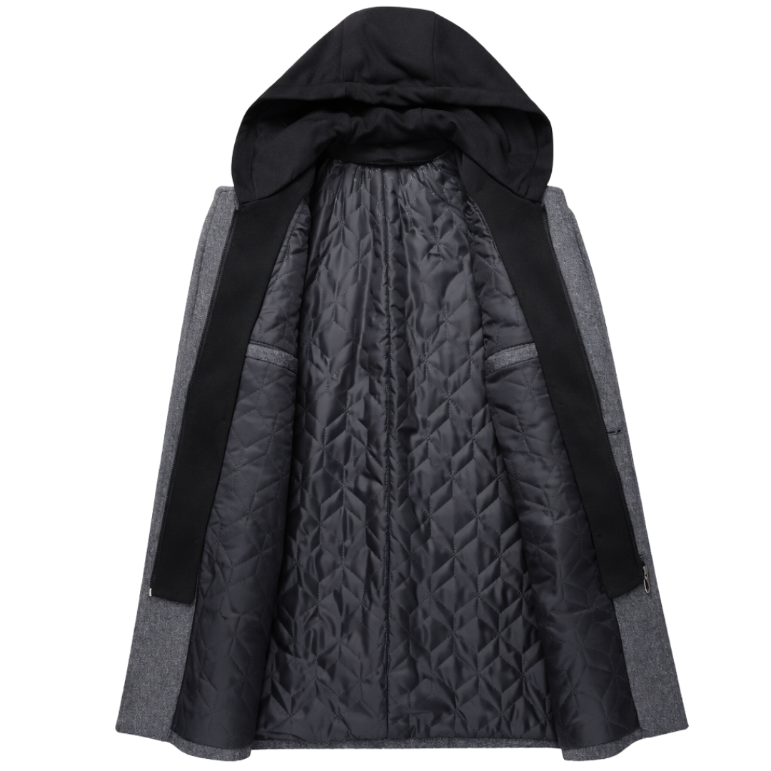Wool Coat with Detachable Hood