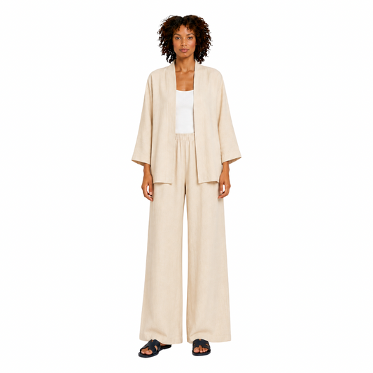 Two-Piece Linen Set Cardigan & Trousers