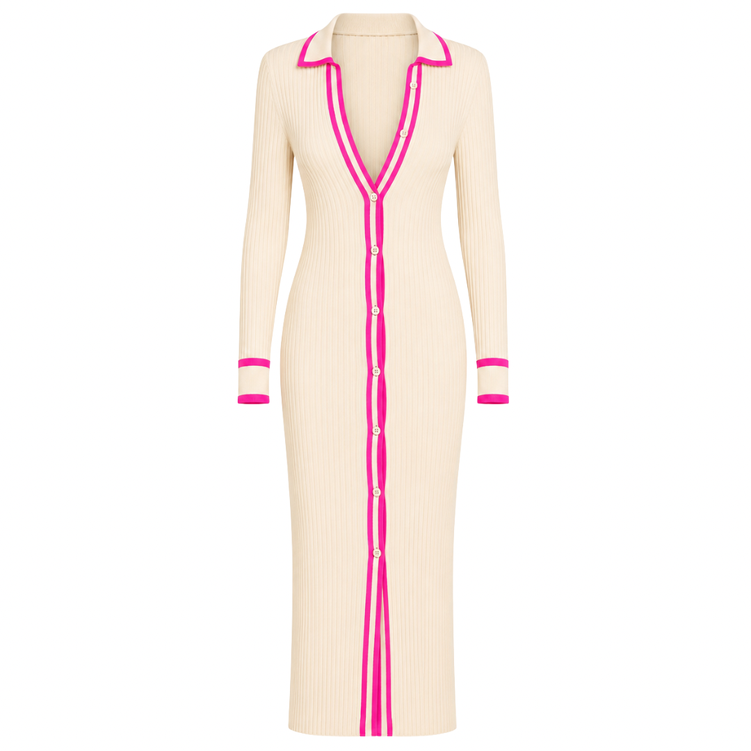 Button-Down Knit Midi Dress
