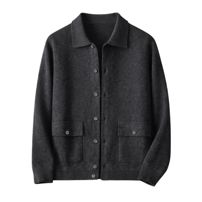 Wool Knit Polo Cardigan
