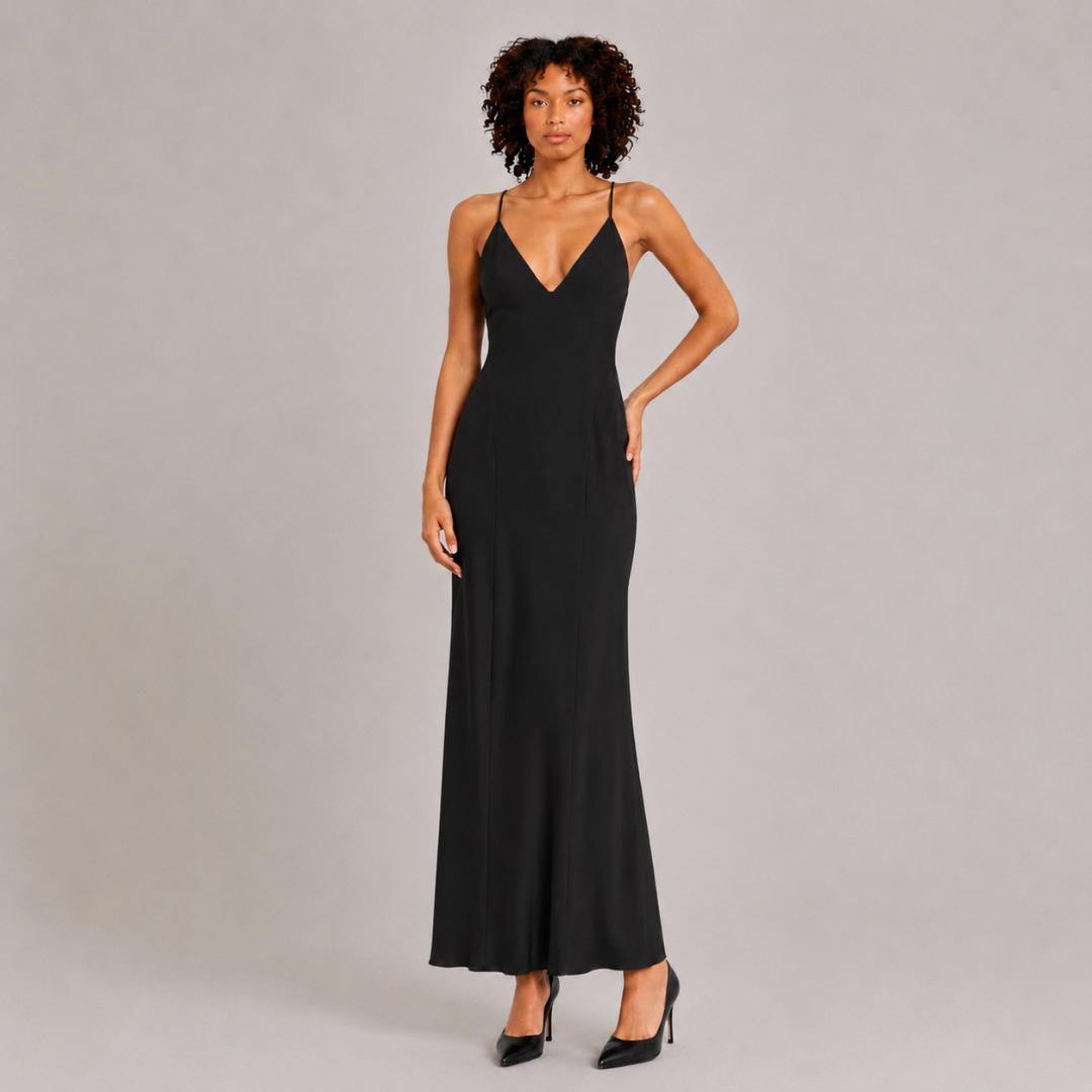 Satin Open Back Maxi Dress