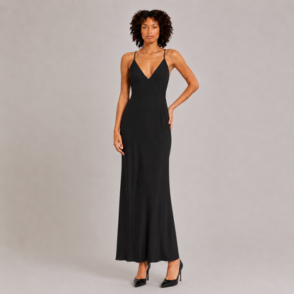 Satin Open Back Maxi Dress
