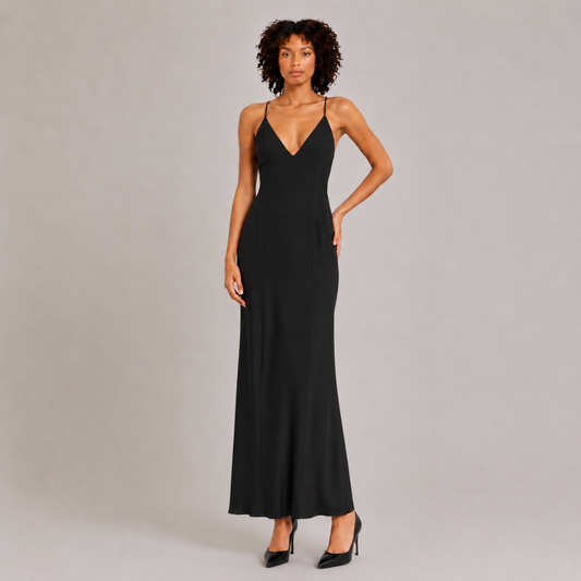 Satin Open Back Maxi Dress