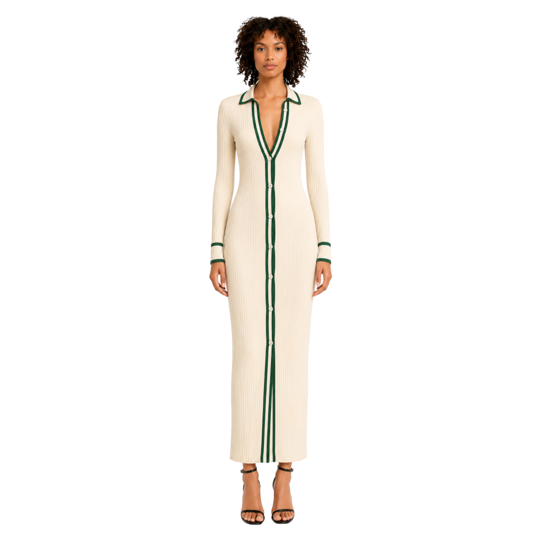 Button-Down Knit Midi Dress