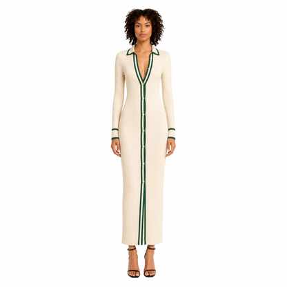Button-Down Knit Midi Dress