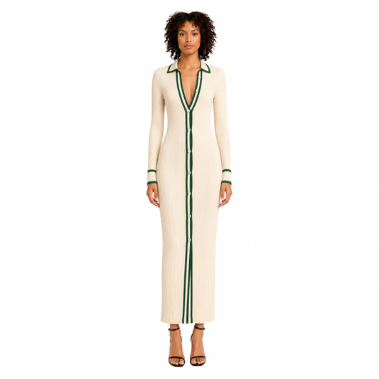 Button-Down Knit Midi Dress