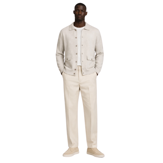 Wool Knit Polo Cardigan