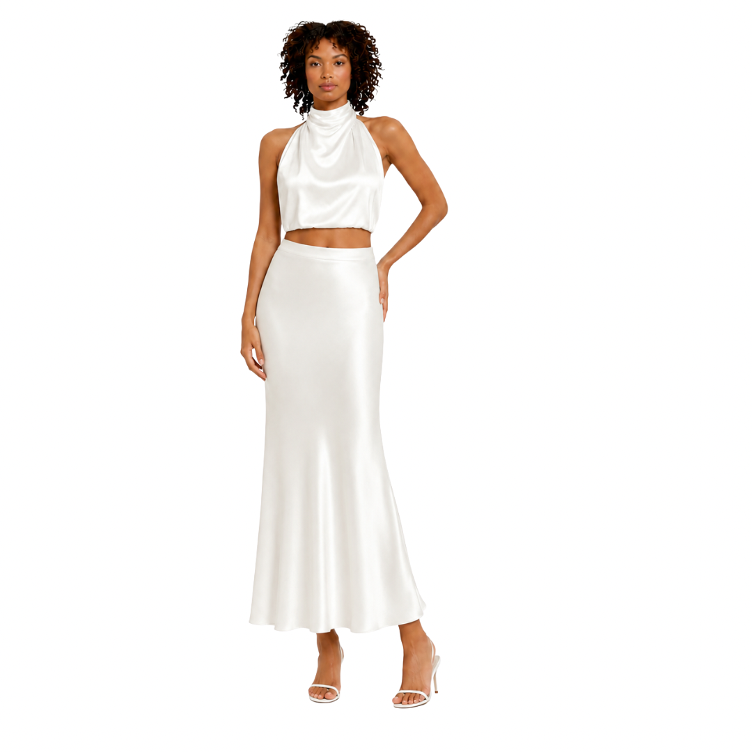 Halter Neck Satin Co-Ord Set