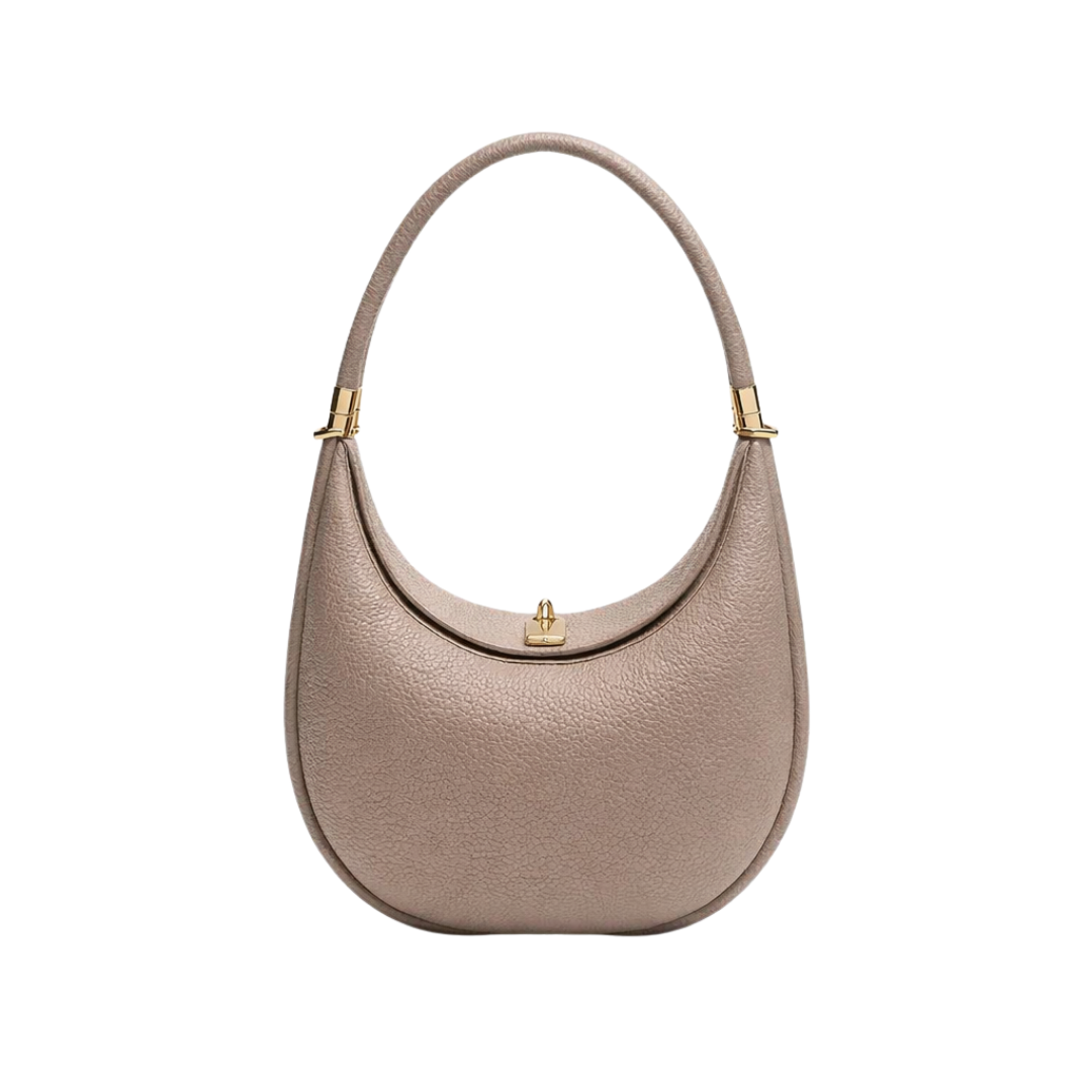 Structured Leather Crescent Shoulder Bag