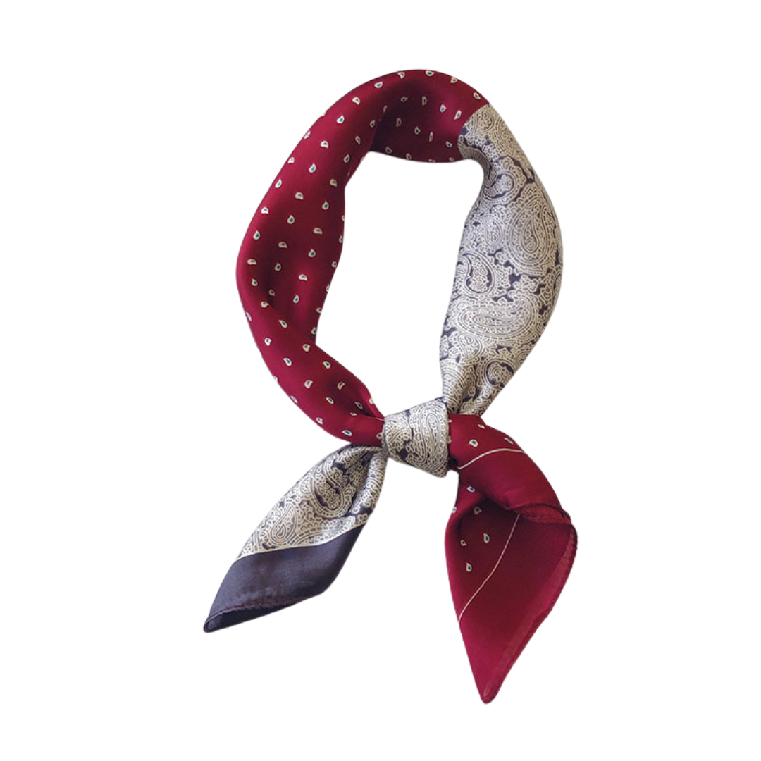 Vintage Cashew-Patterned Silk Scarf