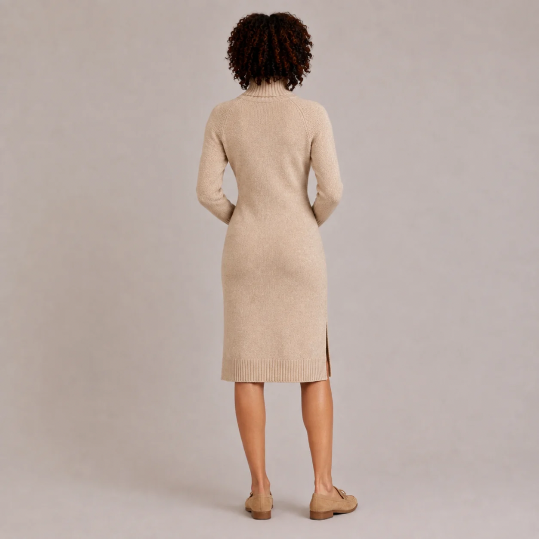 Cable Knit Turtleneck Dress