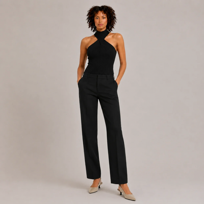Twist-Front Knit Halter Top