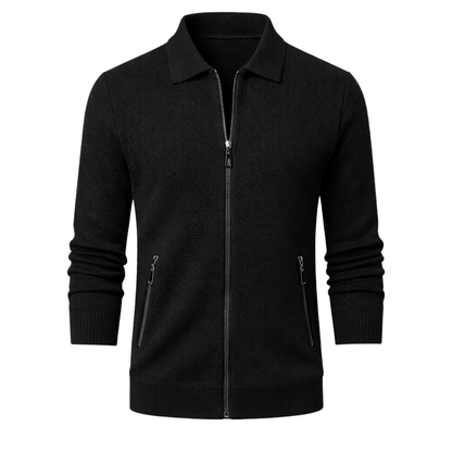 Knit Zip Up Cardigan Black The Olace
