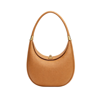 Structured Leather Crescent Shoulder Bag