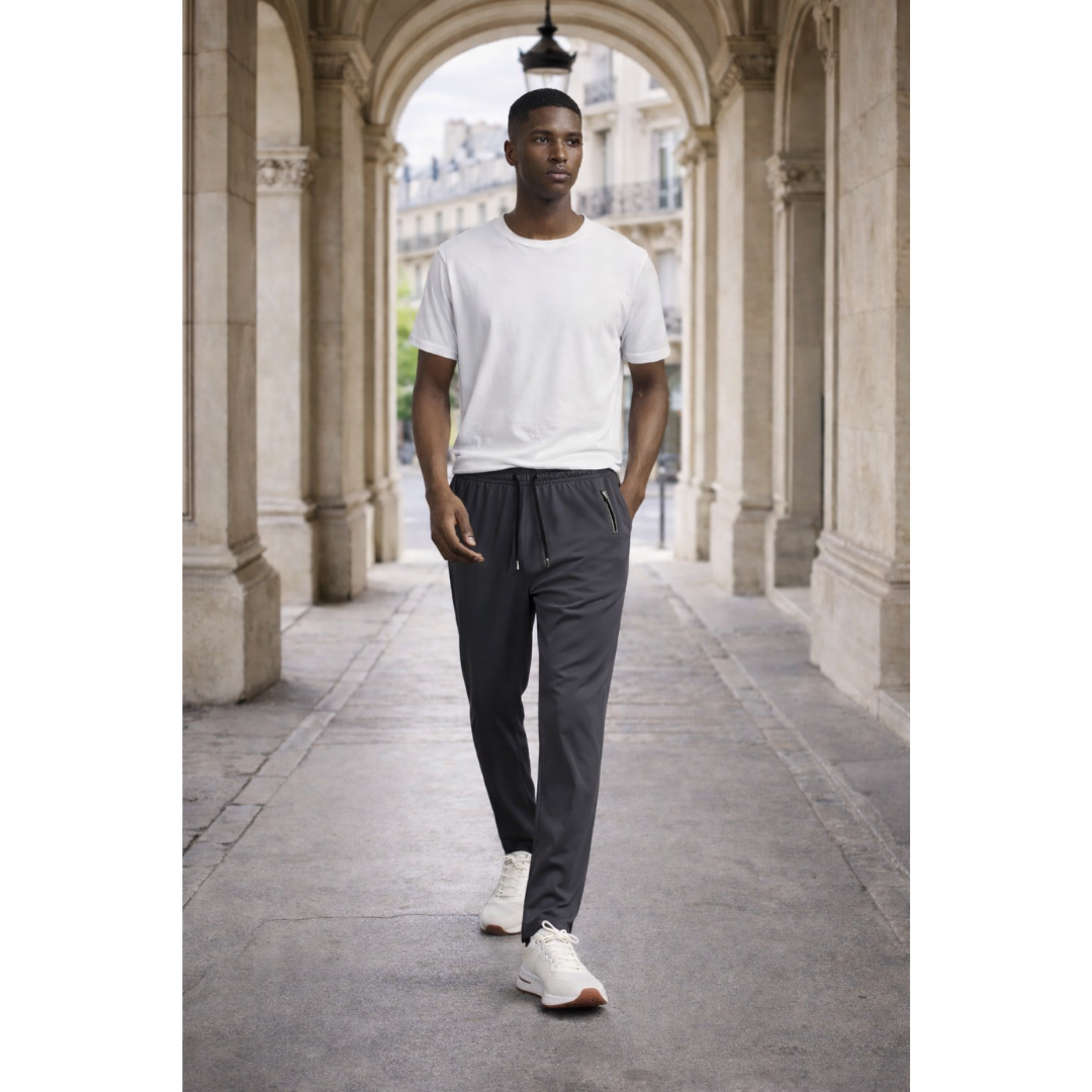 Men's Relaxed Fit Stretch Trousers Dark Grey 