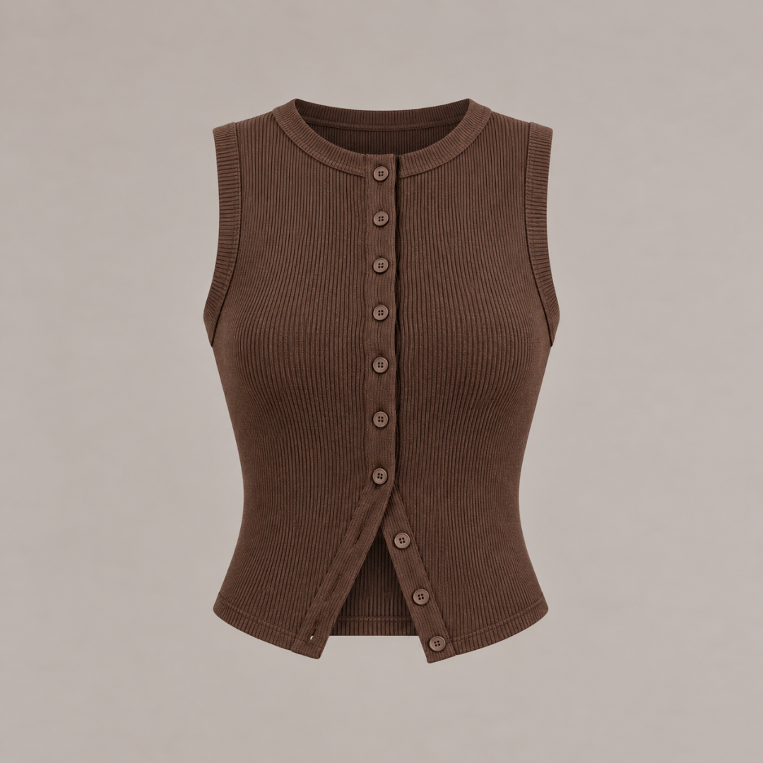 Buttoned Ribbed Vest