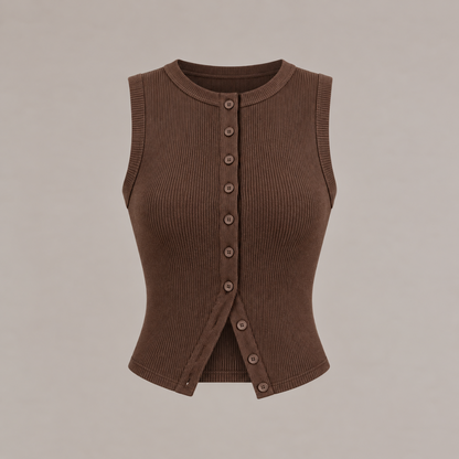 Buttoned Ribbed Vest